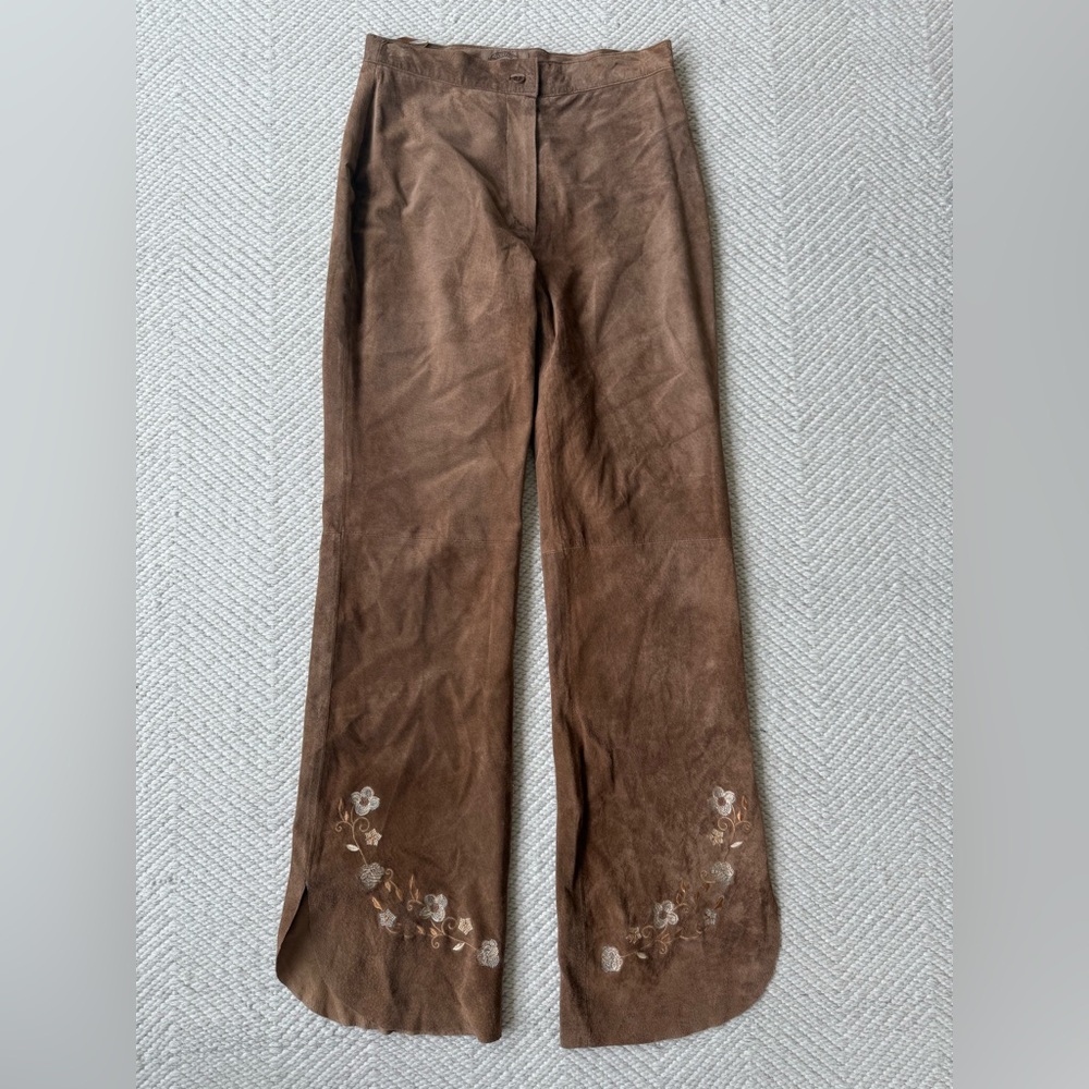 NWT Vintage Skotts Suede High Rise Embroidered Straight Leg Pants sz 28 (8)